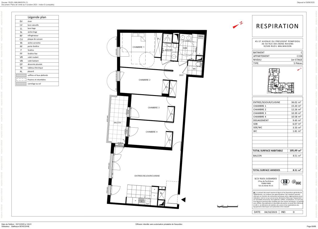 appartement 5 Pièces en vente sur RUEIL MALMAISON (92500) - Plus de details