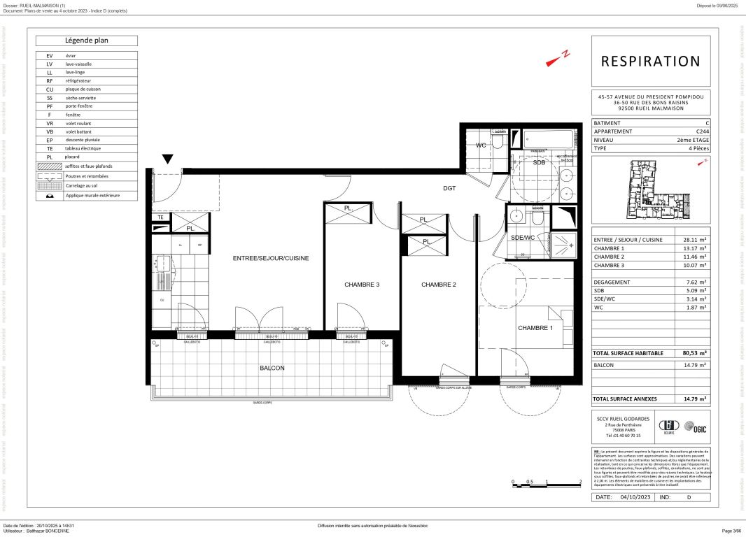 appartement 4 Pièces en vente sur RUEIL MALMAISON (92500) - Plus de details