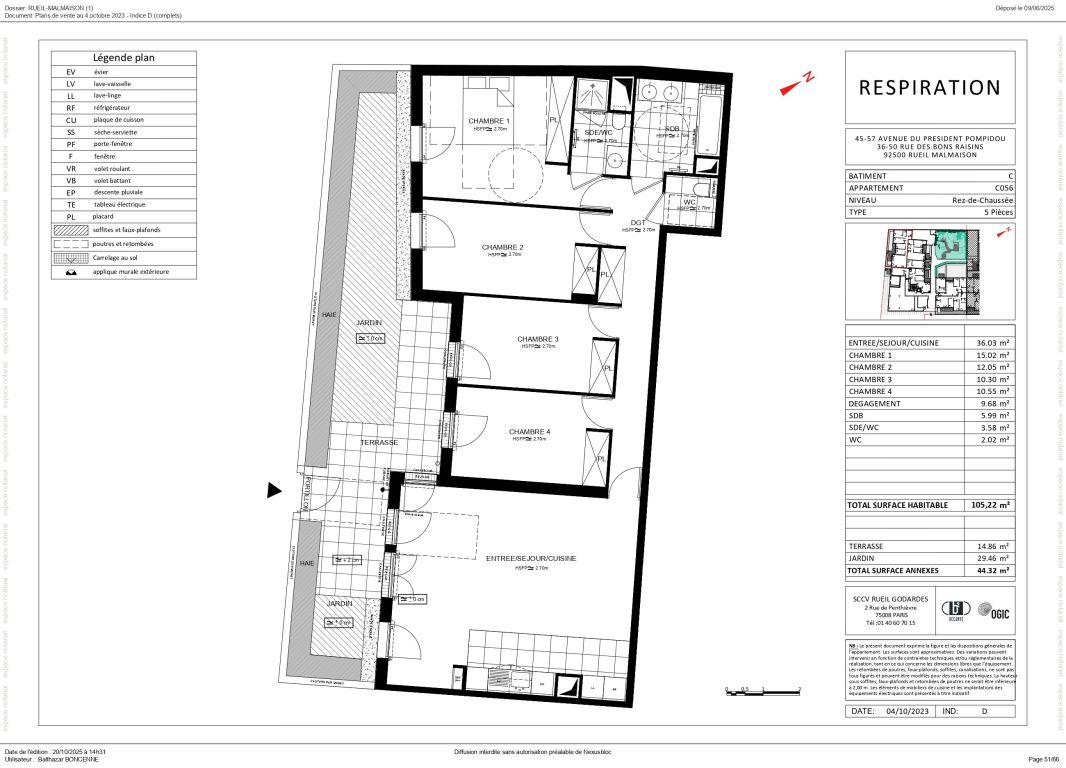 appartement 5 Pièces en vente sur RUEIL MALMAISON (92500) - Plus de details