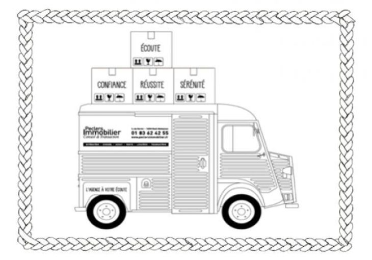 Jeu concours _ coloriage du camion Peclers Immobilier